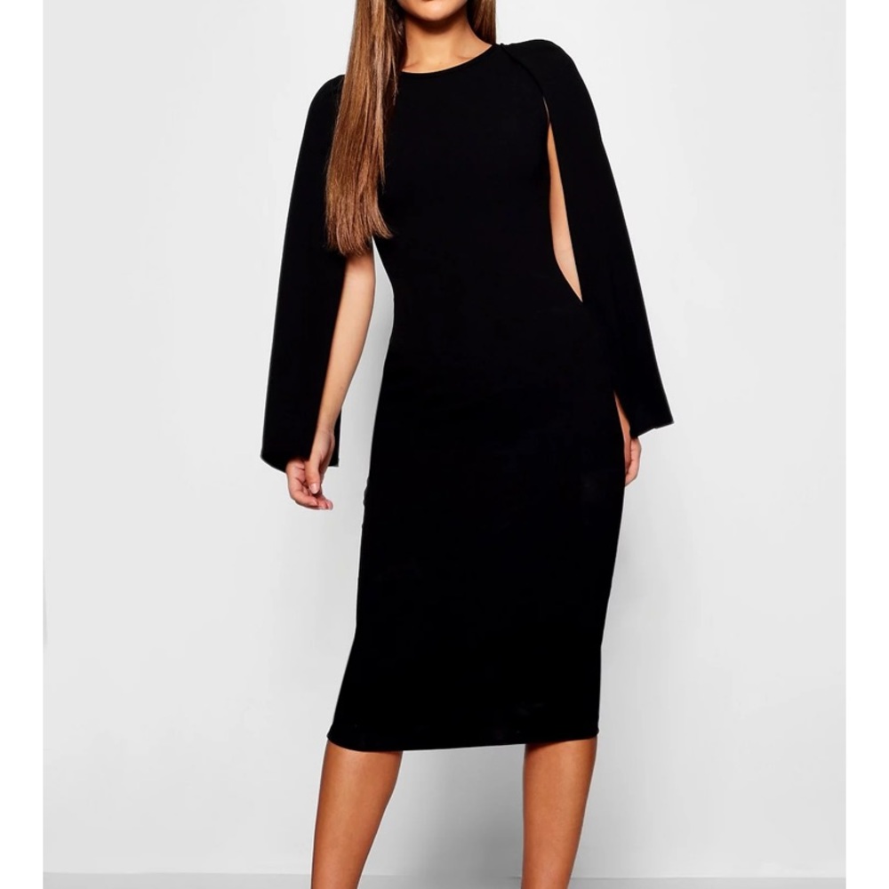 Boohoo cape sleeve dress